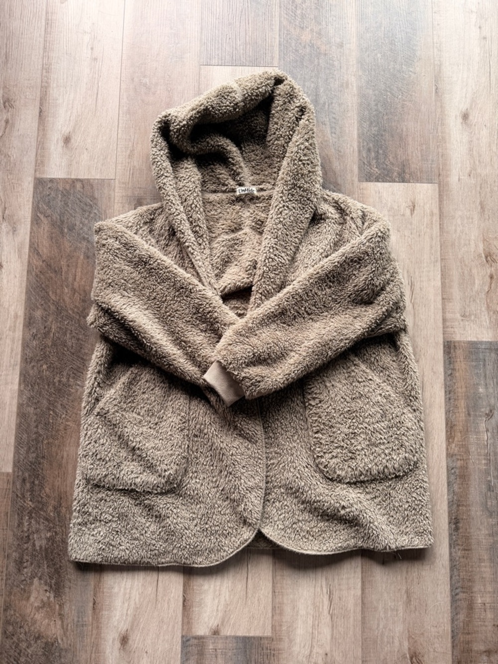 Cozy Hooded Sherpa Robe - Taupe